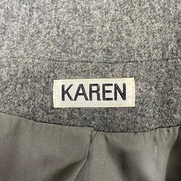 Vintage 80s Light Gray Size Medium 100% Wool Button Front Peacoat Winter Jacket - Picture 6 of 8